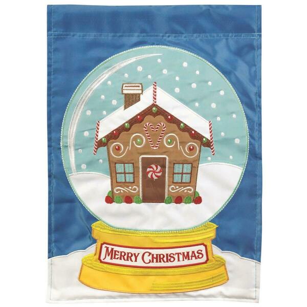 Recinto 13 x 18 in. Gingerbread Snowglobe Double Applique Garden Flag RE3458897